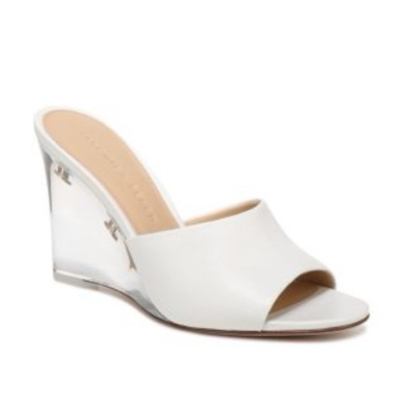 NEW SIZE 10 Veronica Beard White Dali Lucite Wedge Shoes - Picture 1 of 6